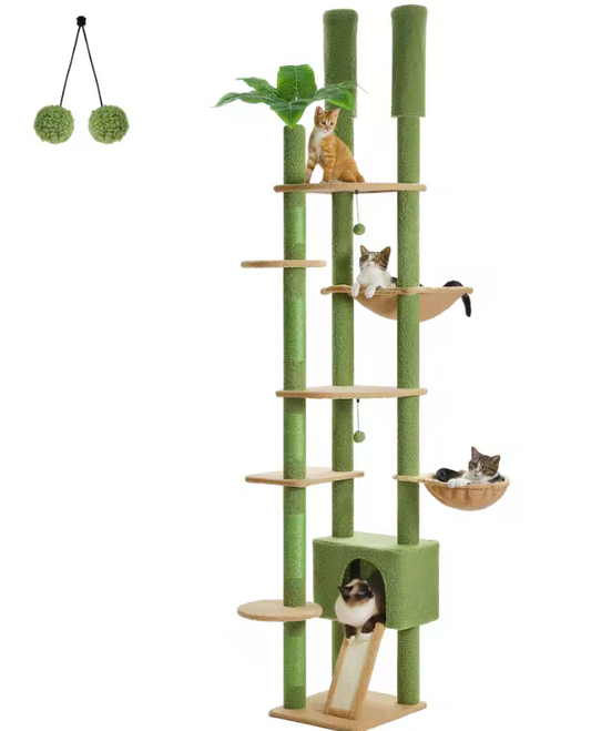 Arbre à Chat Réglable du Sol au Plafond avec Hamac
