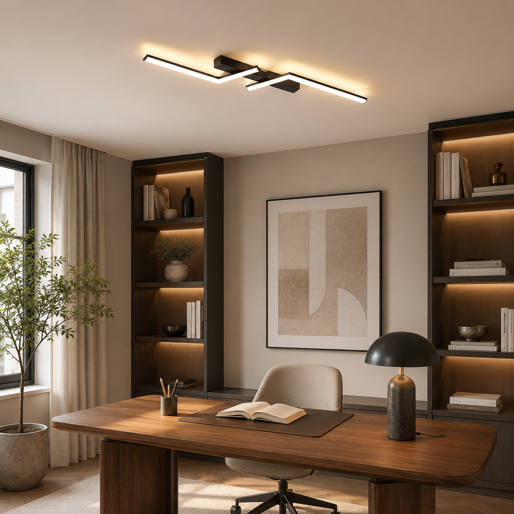 Plafonnier LED linéaire noir Varo