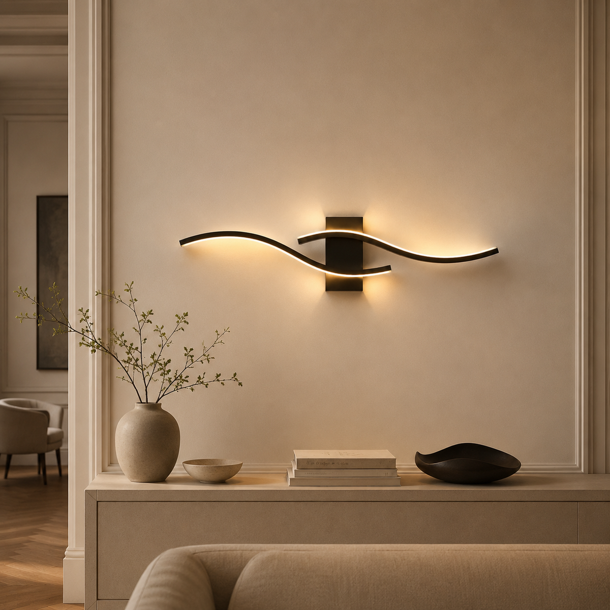 Applique murale LED noire Calia