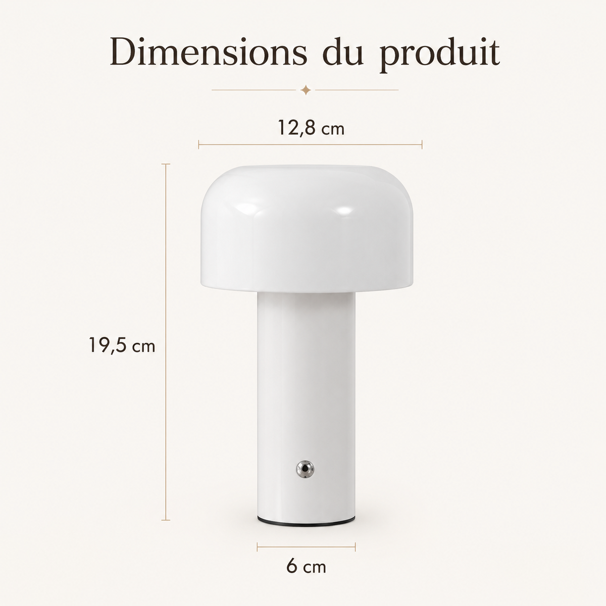 Lampe à poser champignon rechargeable Milo