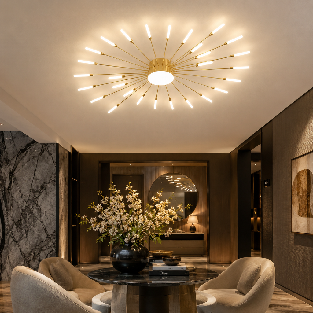 Plafonnier LED doré Éclat solaire