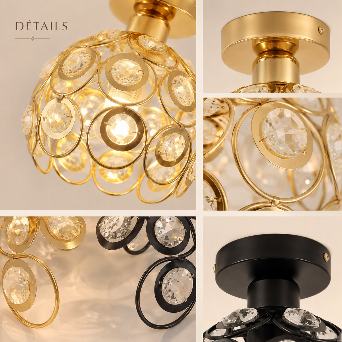 Plafonnier cristal vintage Élia