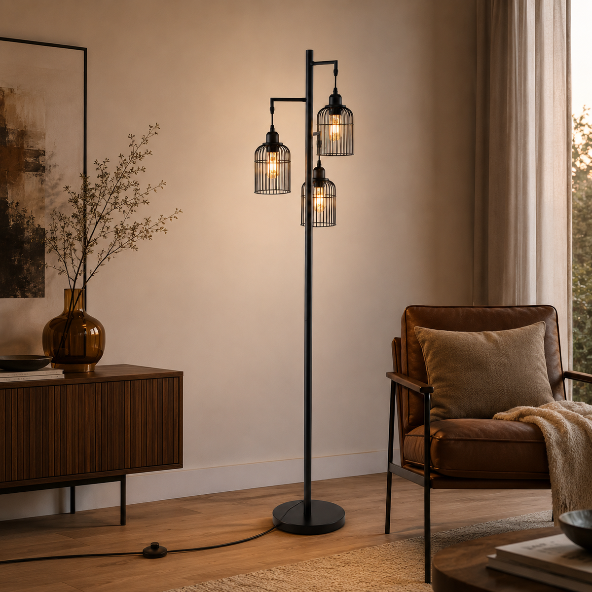 Lampadaire industriel 3 lumières Arlo