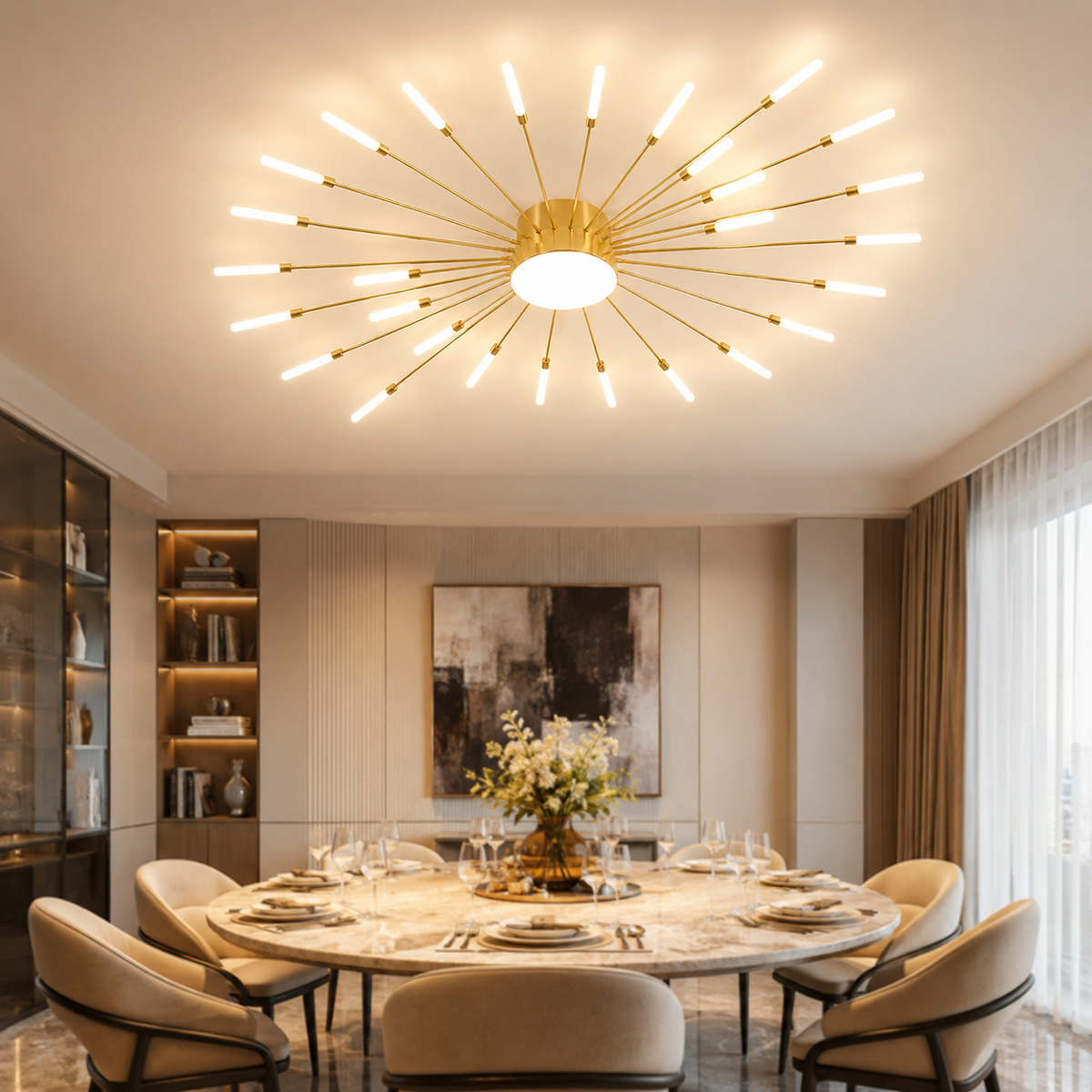 Plafonnier LED doré Éclat solaire