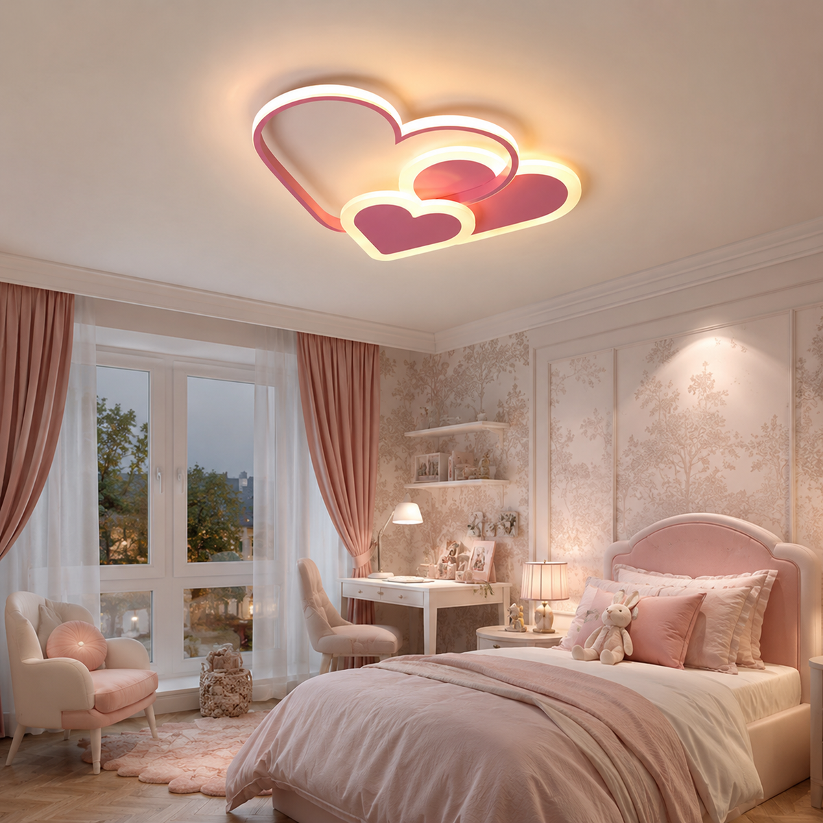 Plafonnier LED cœur rose Amélia