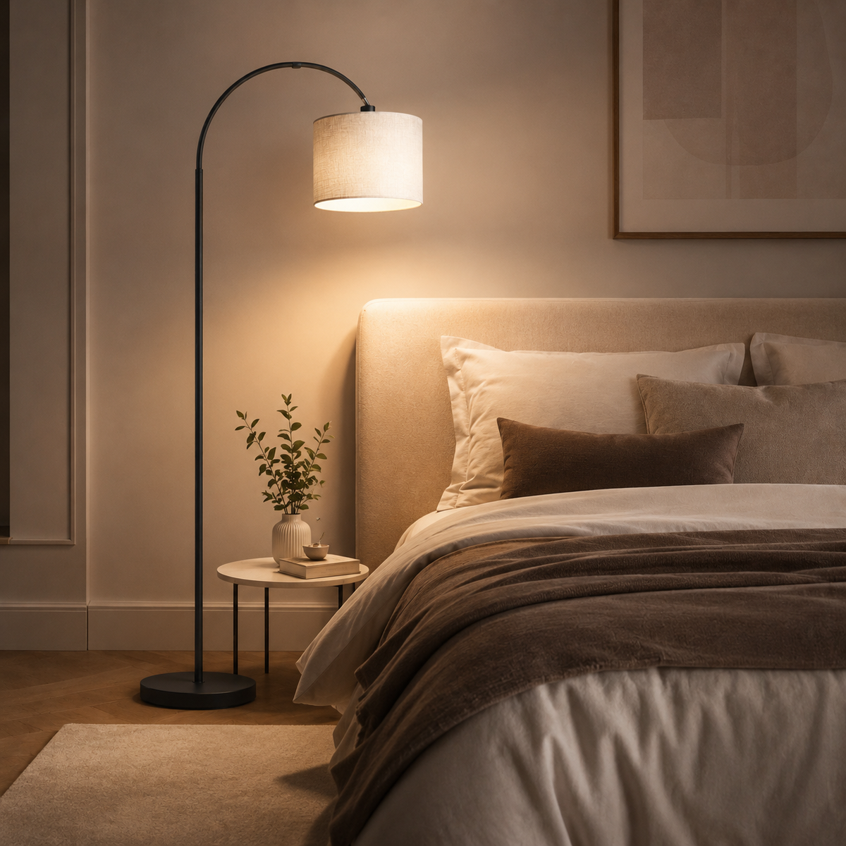 Lampadaire arc lin pour salon Malia