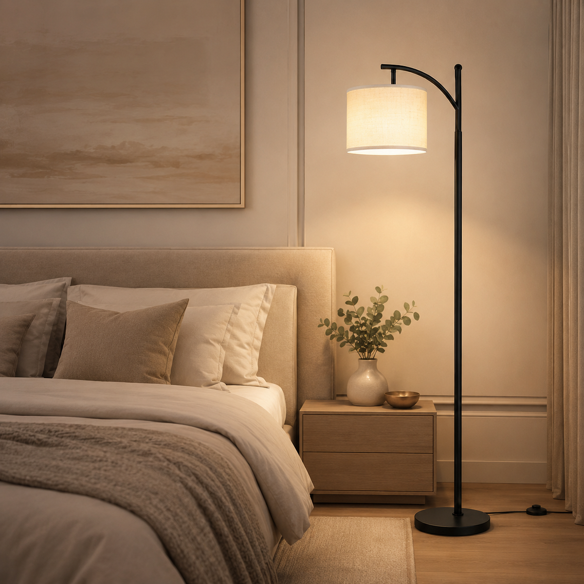 Lampadaire liseuse tissu Éline