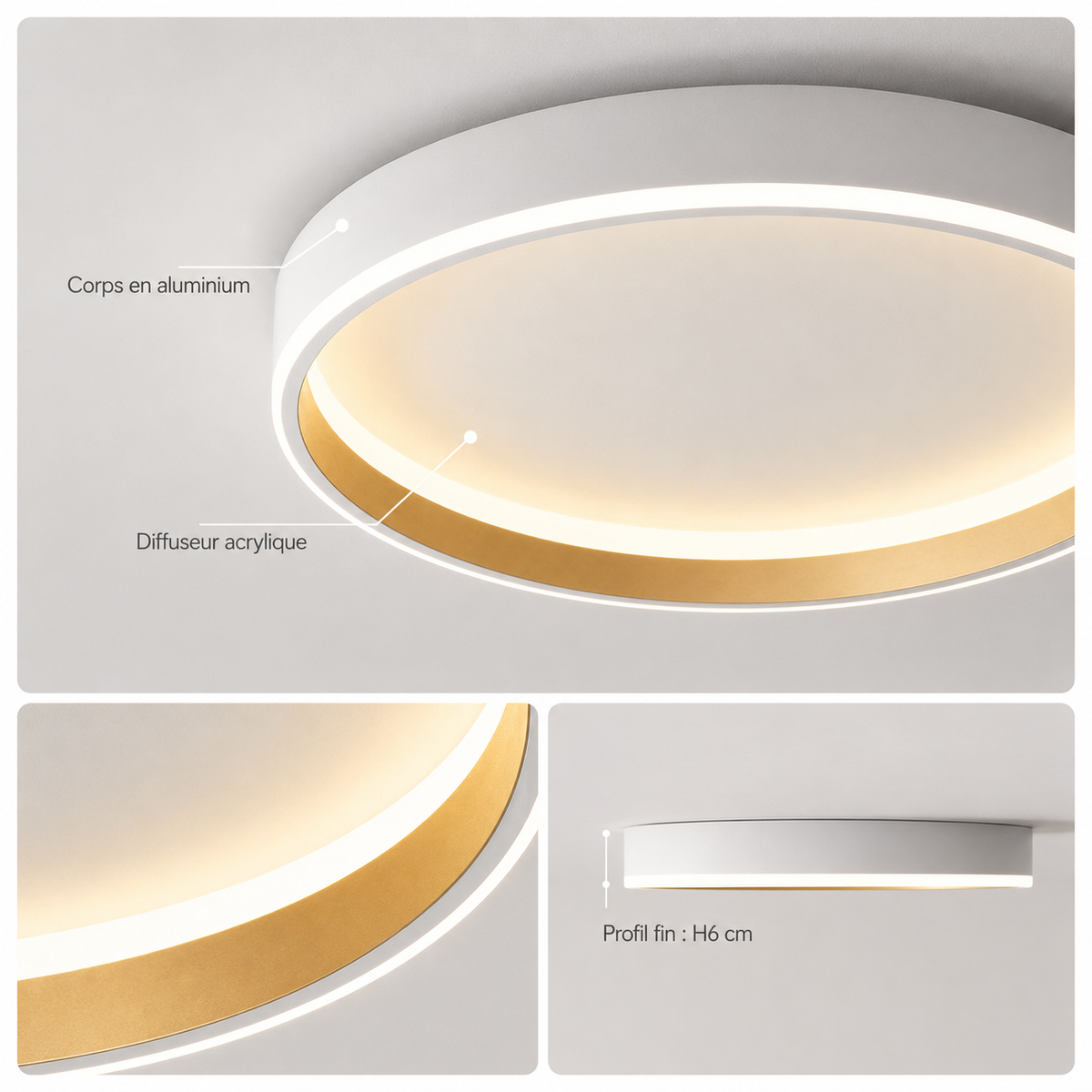 Plafonnier LED rond minimaliste Halo