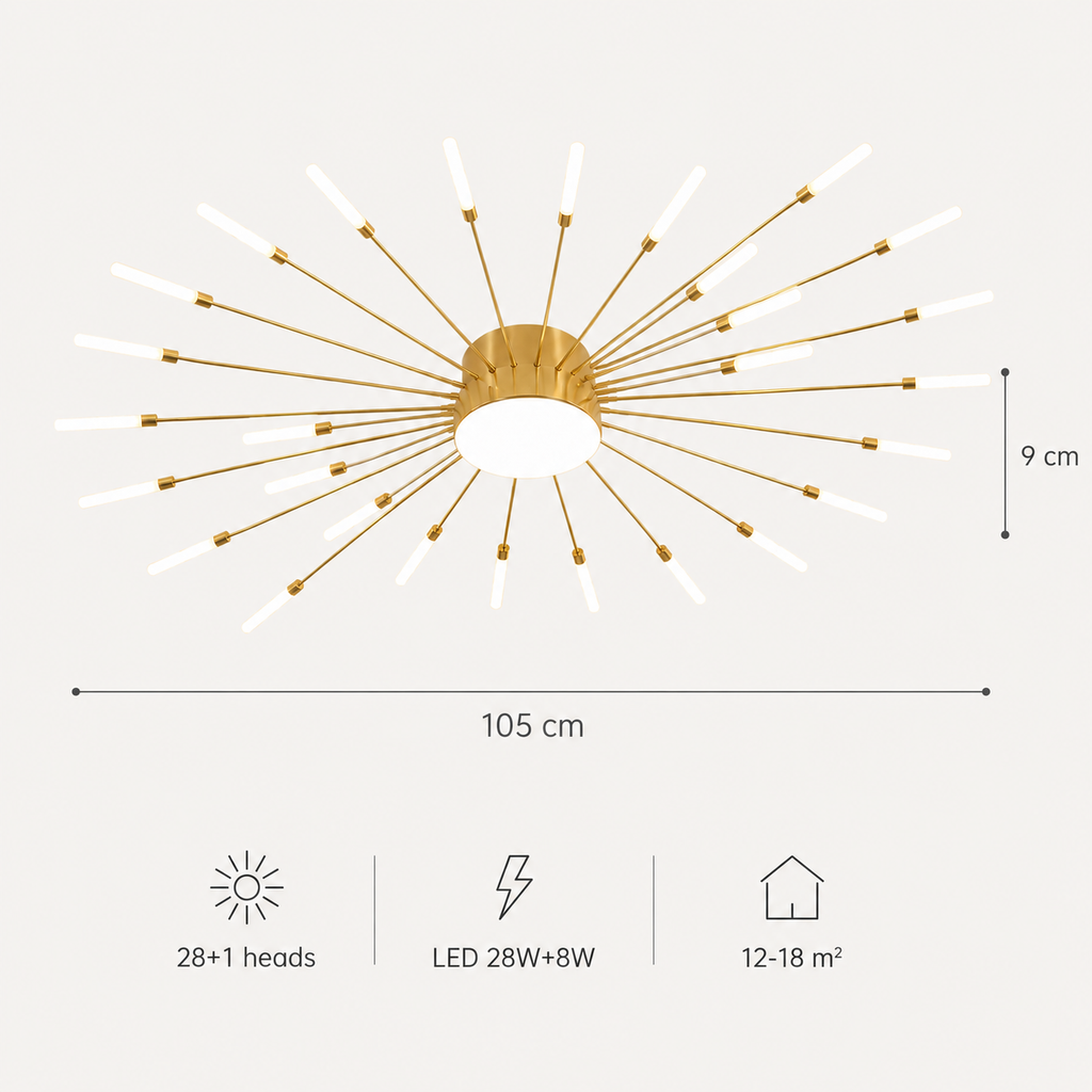 Plafonnier LED doré Éclat solaire