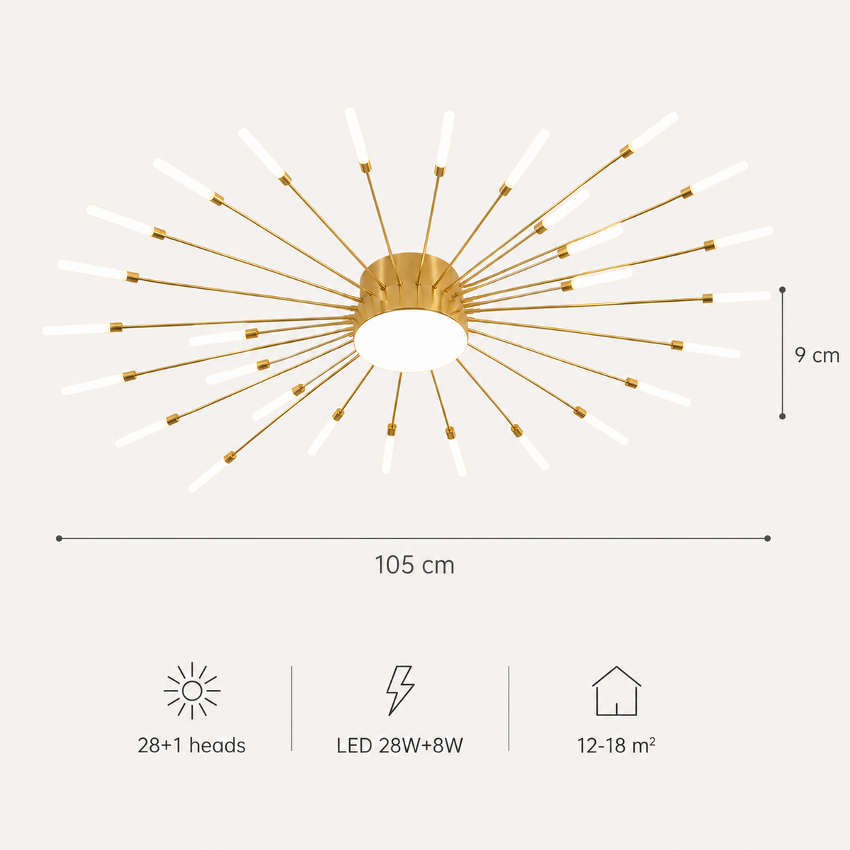 Plafonnier LED doré Éclat solaire