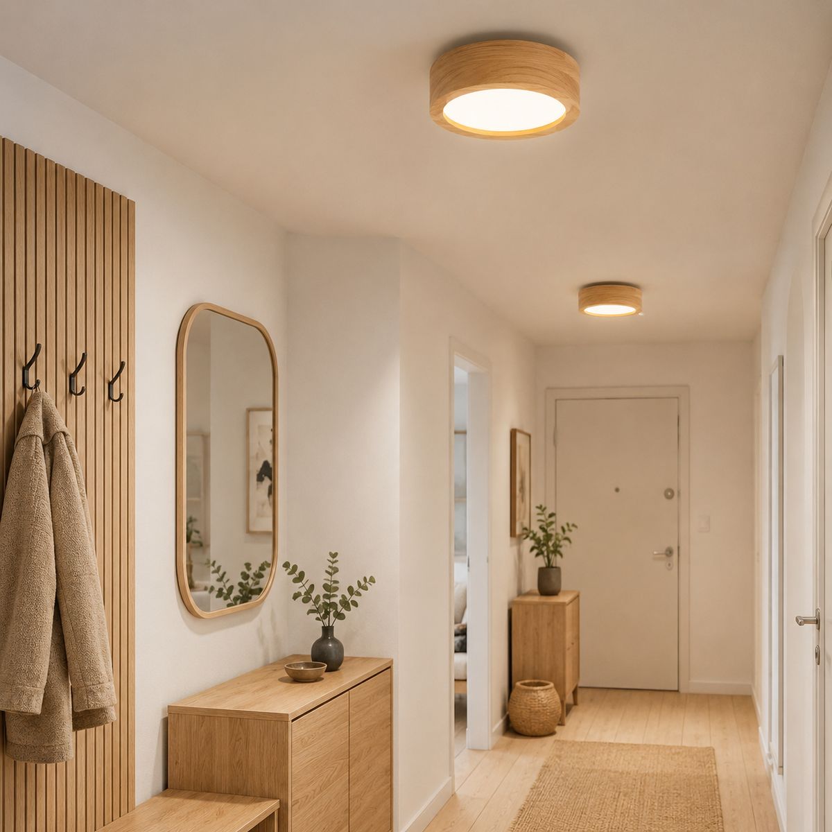 Plafonnier japonais en bois Nara
