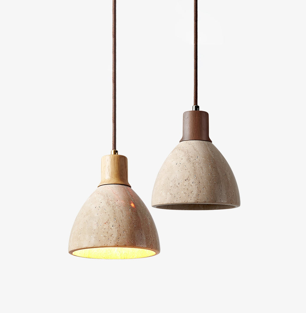 Suspension travertin Noria Homepetik en bois foncé