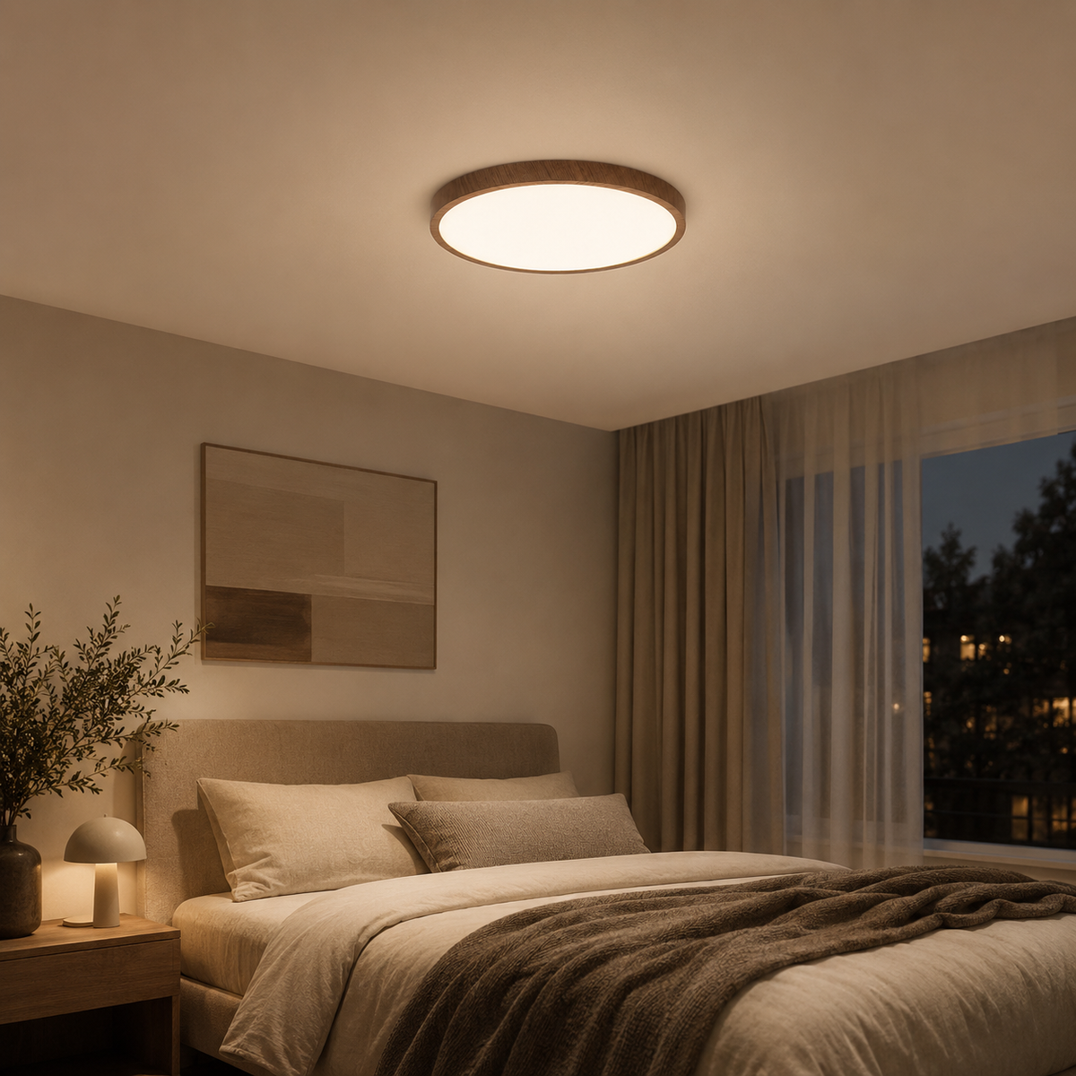 Plafonnier LED bois ultrafin Noma