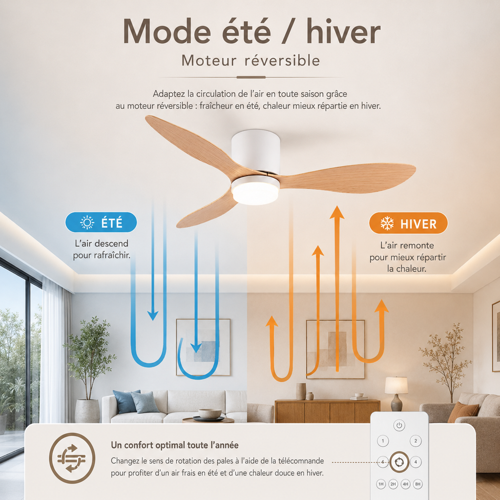 Ventilateur de Plafonnier LED silencieux