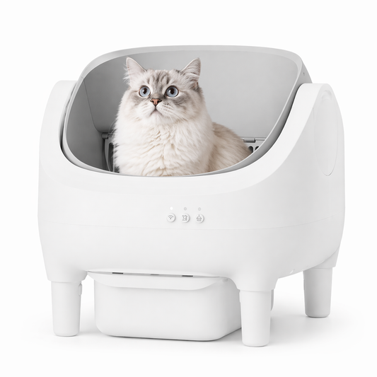 Litière autonettoyante connectée ouverte pour chat