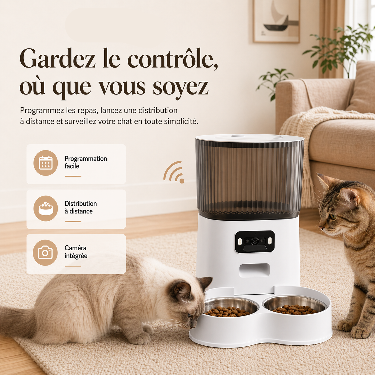 Distributeur Connecté avec Caméra pour Chat