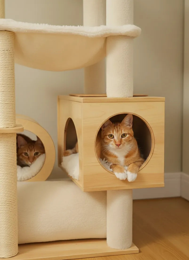 Arbre à Chat Réglable du Sol au Plafond avec Hamac
