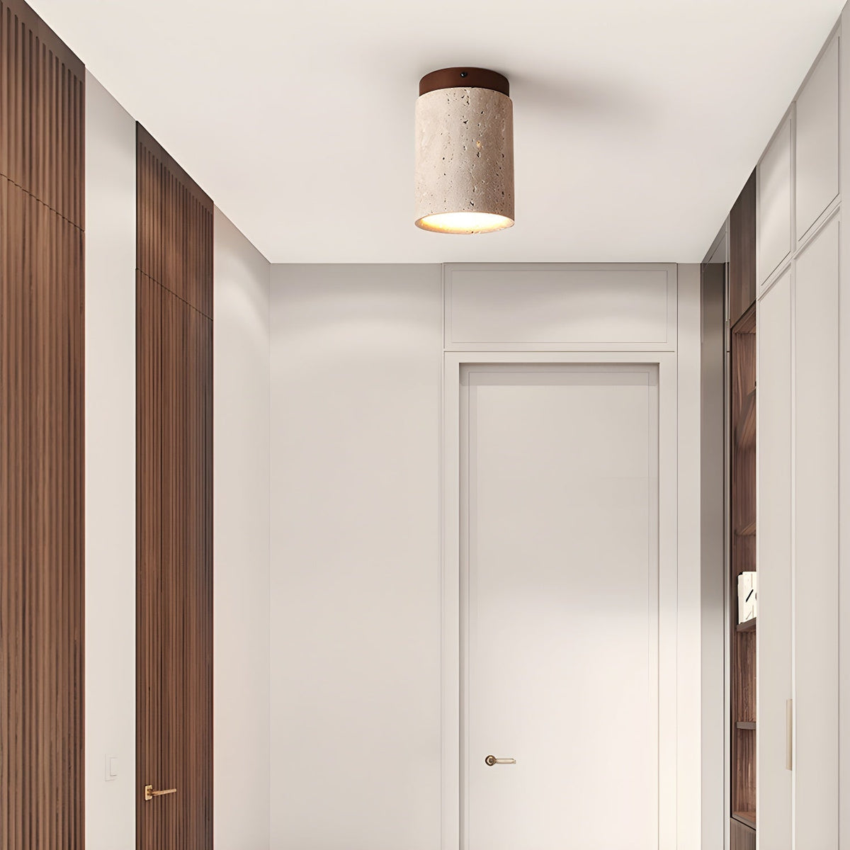 Plafonnier compact en travertin pour salon