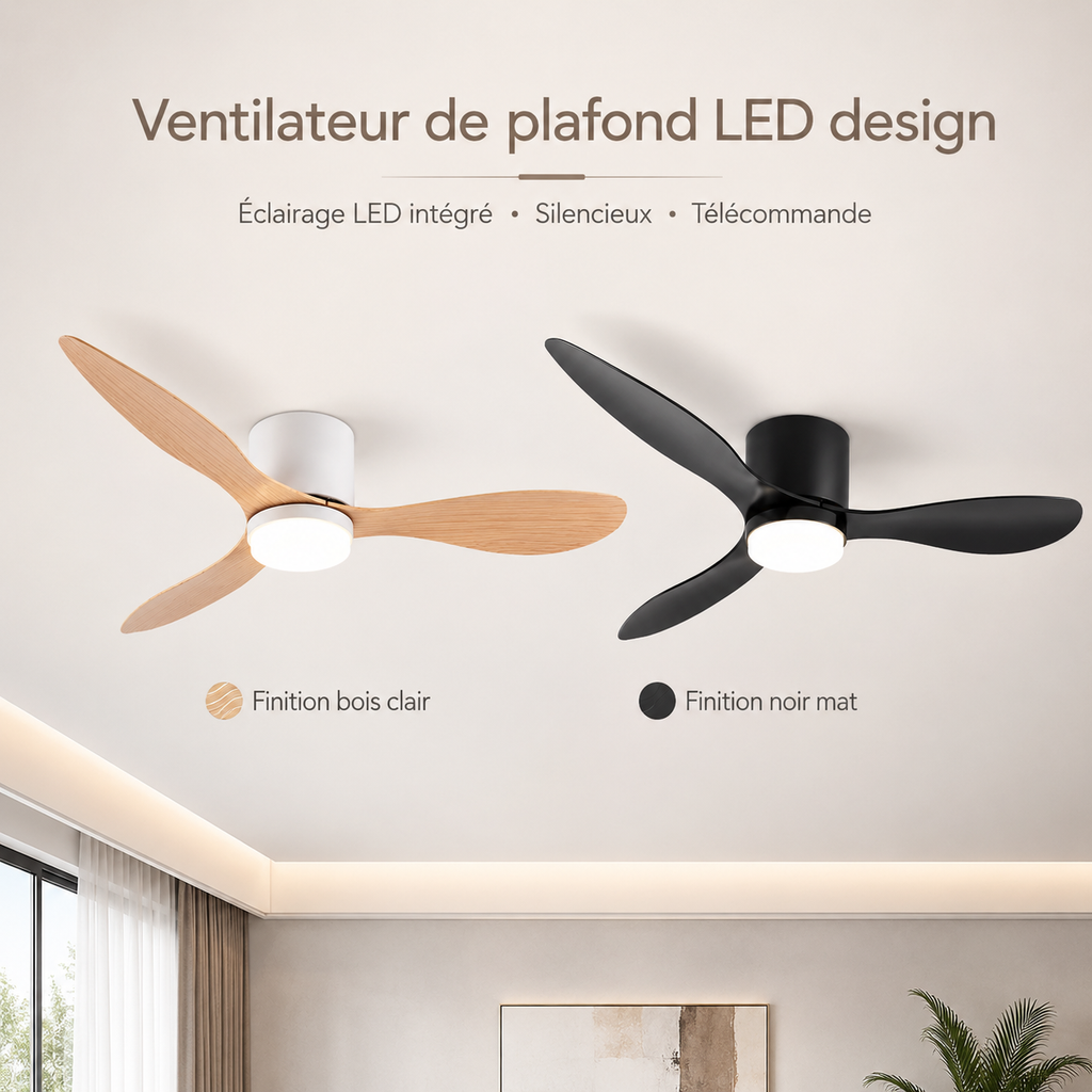 Ventilateur de Plafonnier LED silencieux