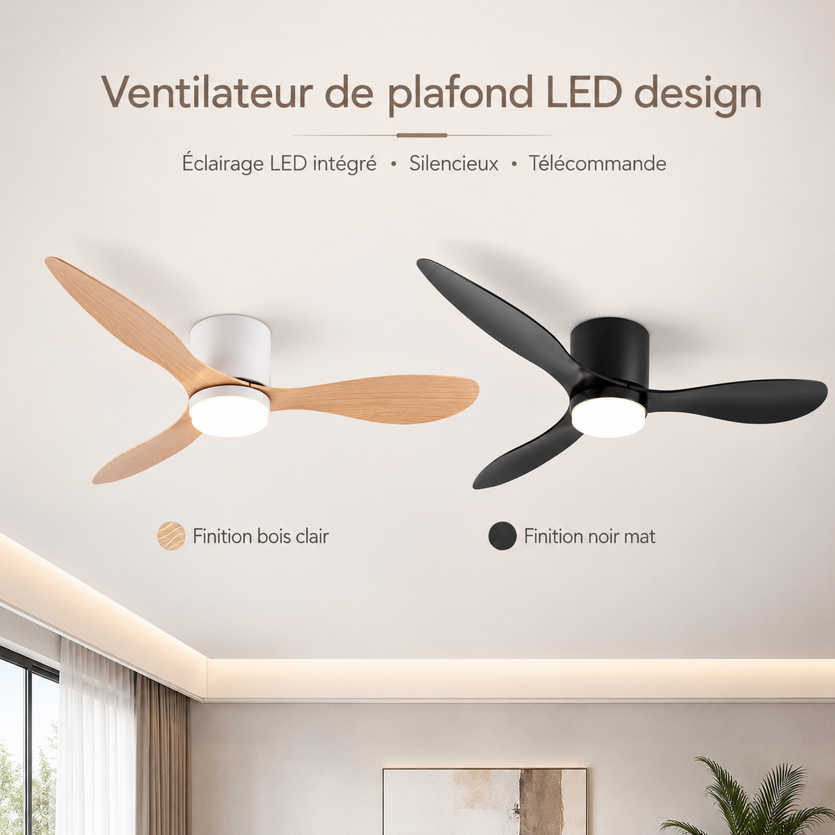Ventilateur de Plafonnier LED silencieux