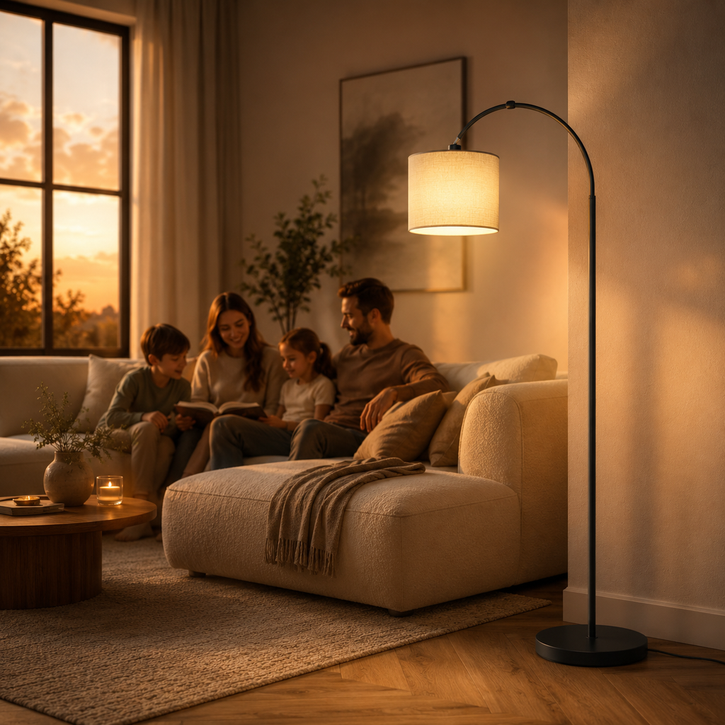 Lampadaire arc lin pour salon Malia