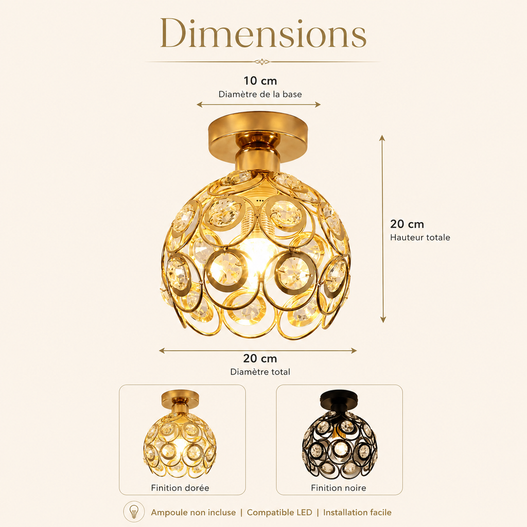 Plafonnier cristal vintage Élia
