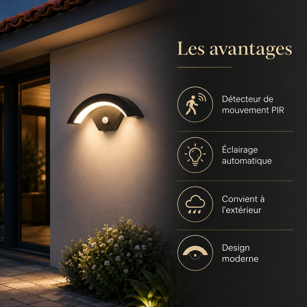 Applique murale extérieure LED Arco avec détecteur