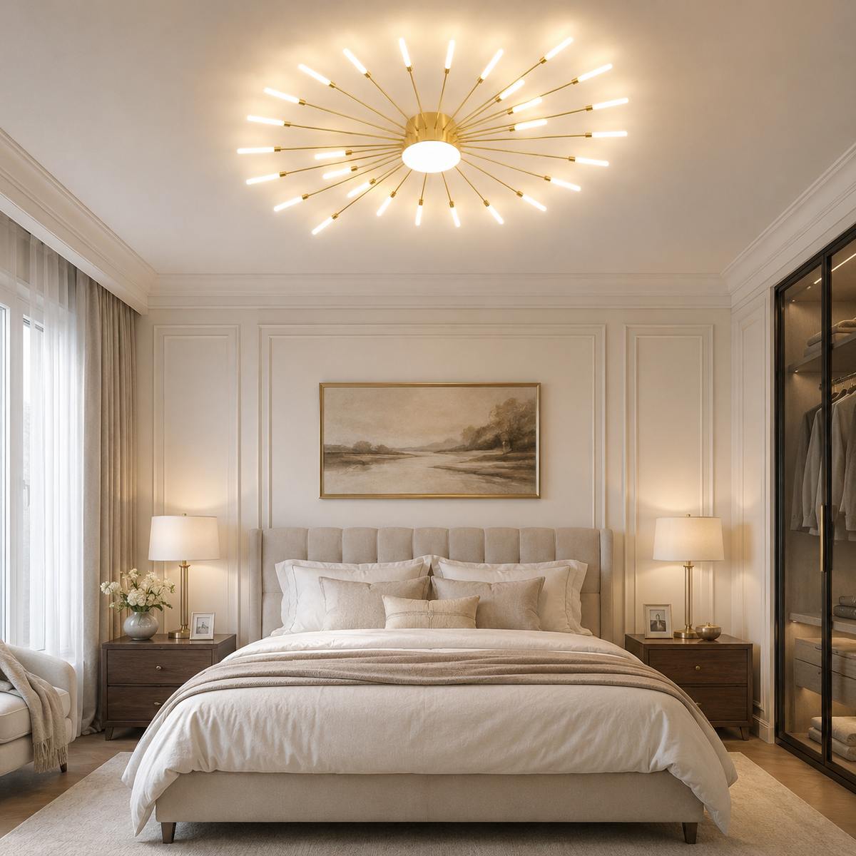 Plafonnier LED doré Éclat solaire