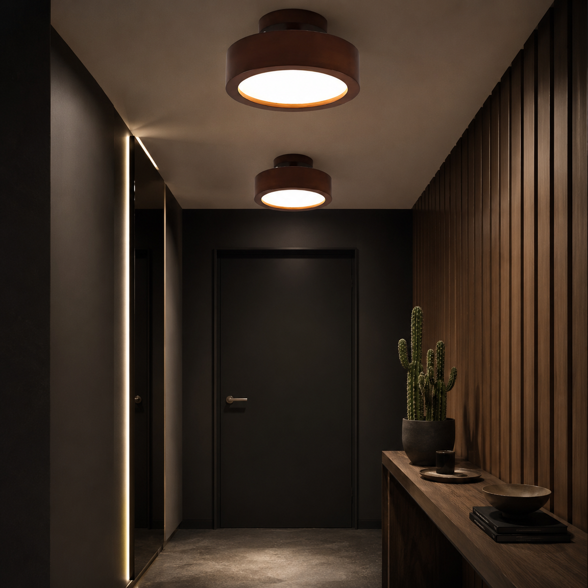 Plafonnier japonais en bois Nara