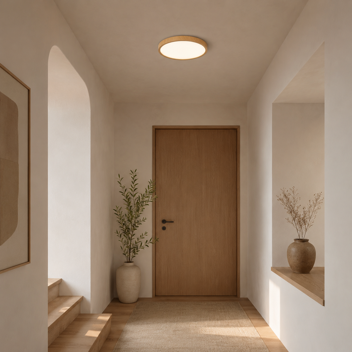 Plafonnier LED bois ultrafin Noma