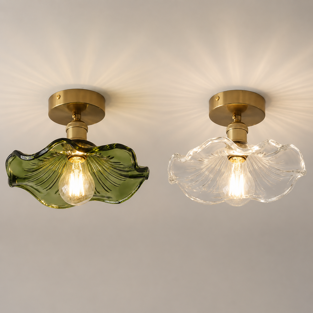Plafonnier fleur en verre Lotus
