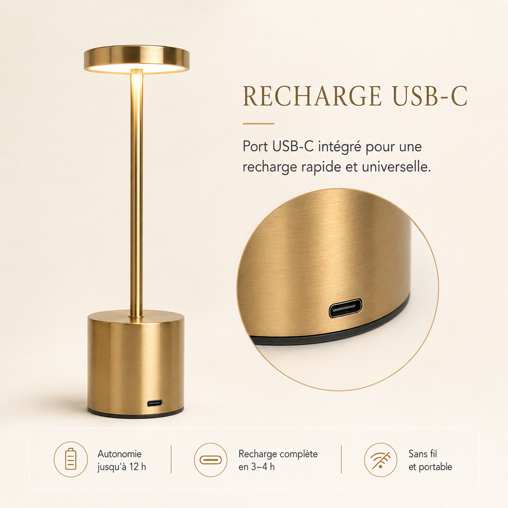 Lampe à poser tactile rechargeable Liora