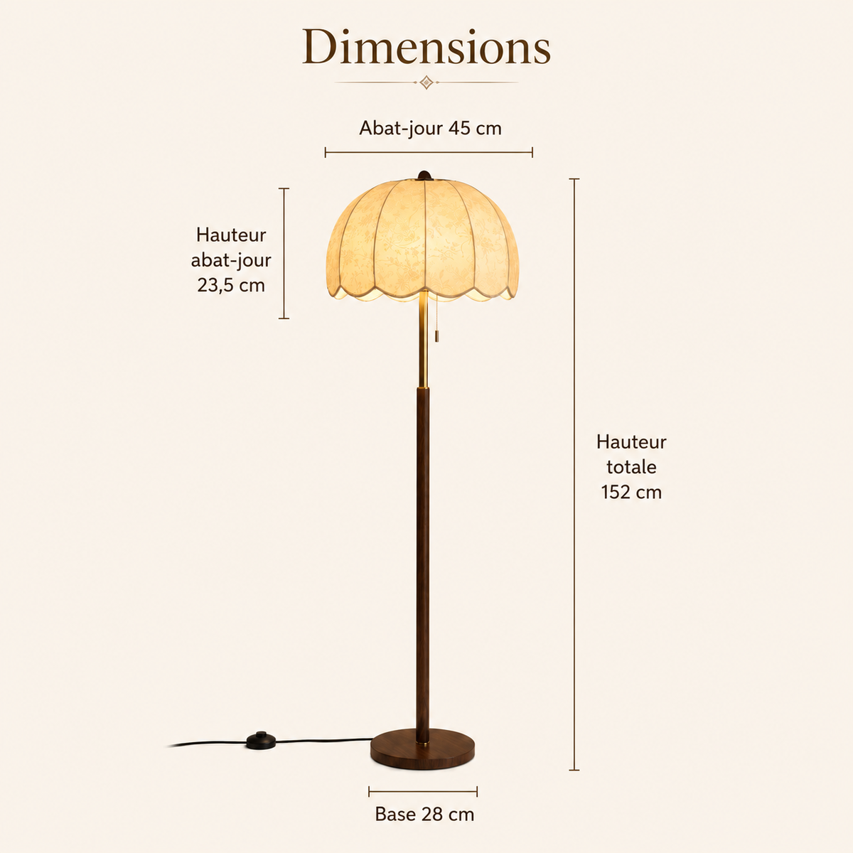 Lampadaire vintage tissu Léonie