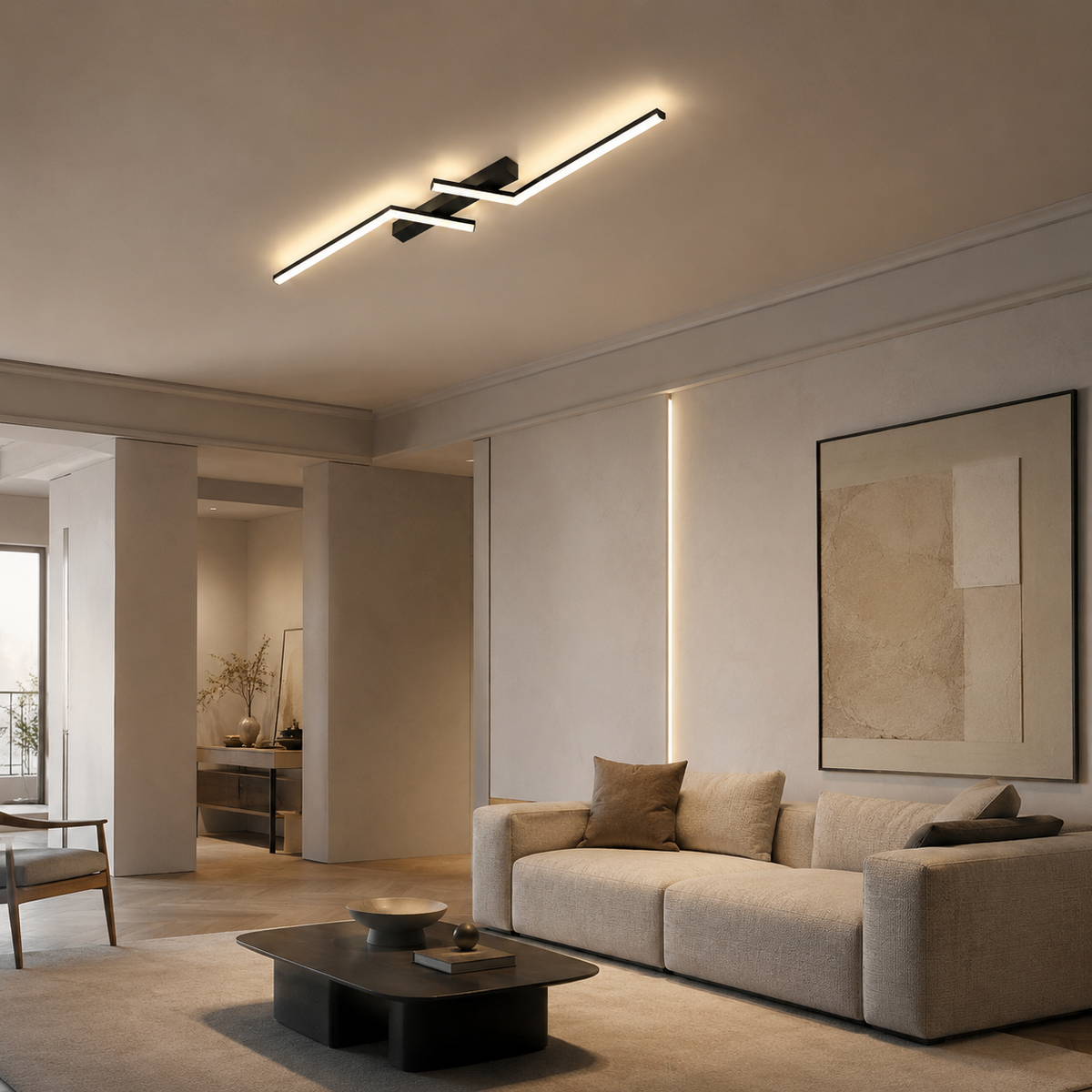 Plafonnier LED linéaire noir Varo